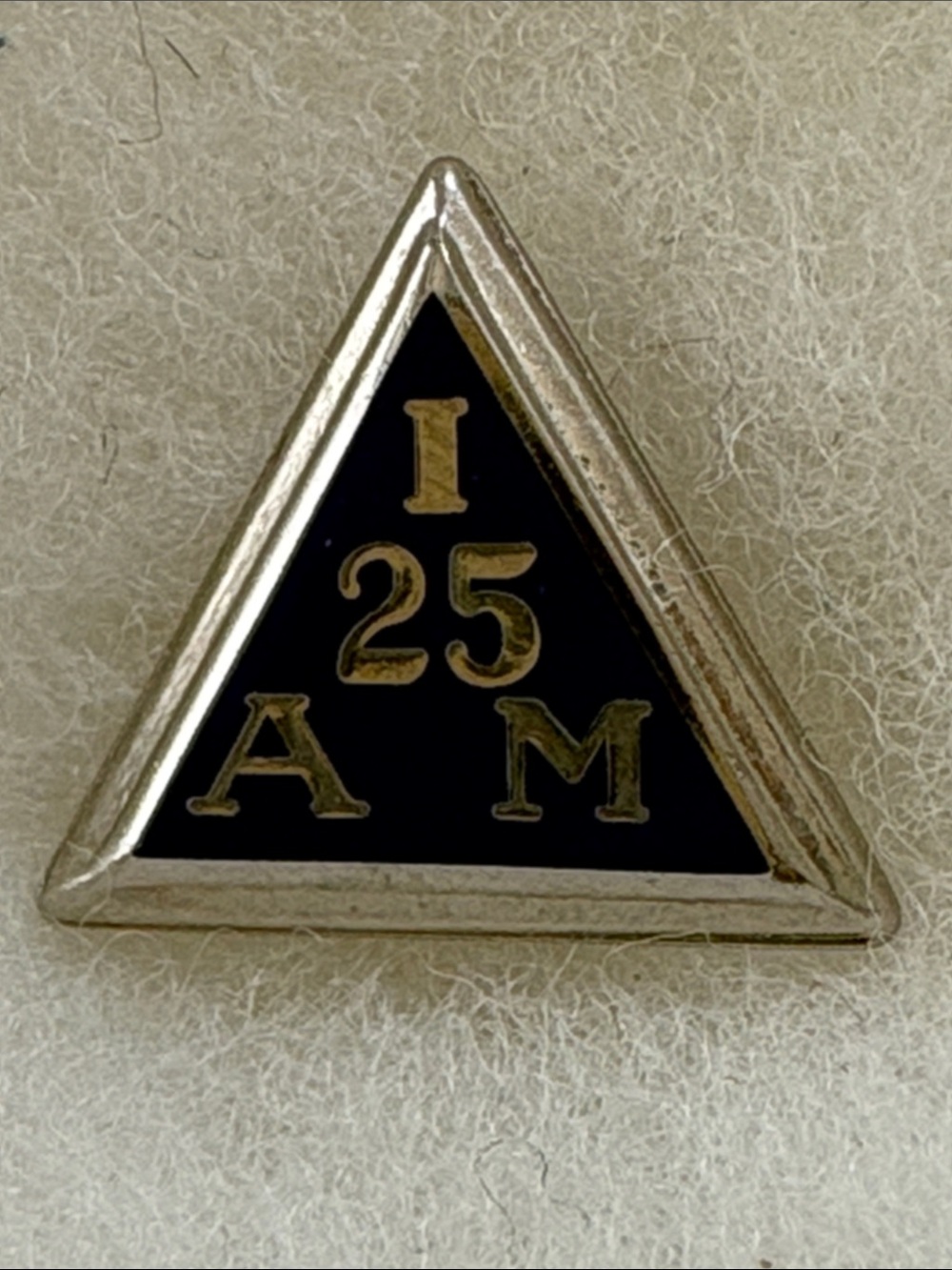 I Am 25 Triangle Lapel Pin International Assoc  Machinists Vtg Sterling (1986)